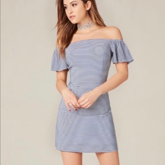 bebe Dresses & Skirts - Bebe Blue and White Striped dress scoop neck 8